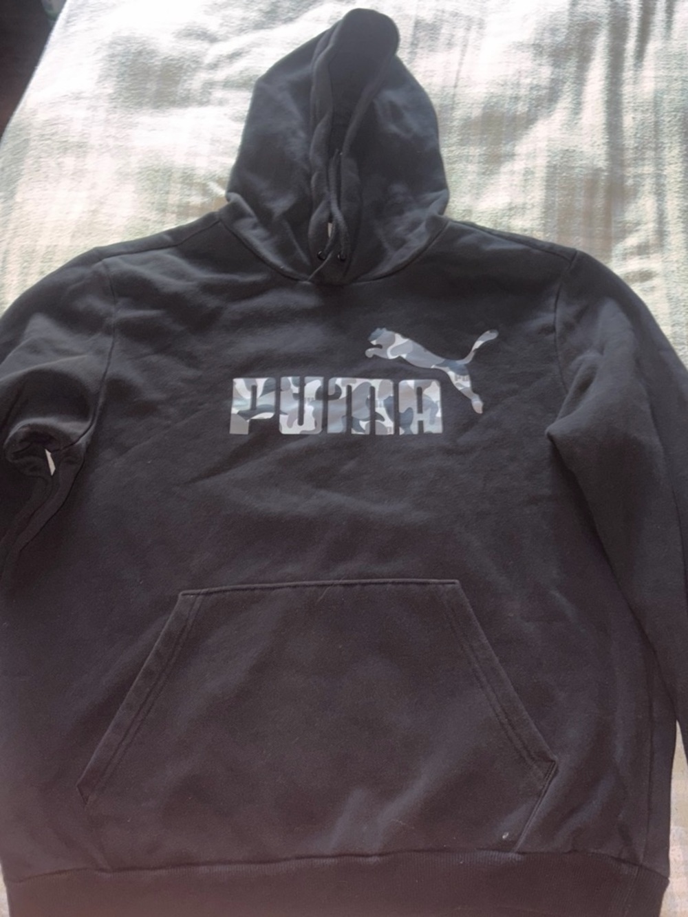 Puma Men’s Black Crewneck Hoodie with Grey Camo Logo